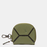 Monedero en piel circular verde