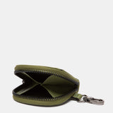 Monedero en piel circular verde