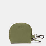 Monedero en piel circular verde