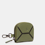 Monedero en piel circular verde