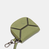 Monedero en piel circular verde