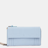 Cartera grande de piel azul claro