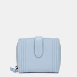 Small light blue leather wallet.
