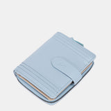 Small light blue leather wallet.