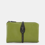 Medium-sized green leather wallet.