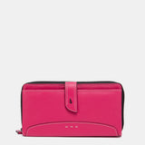 Cartera grande de piel fucsia