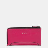 Fuchsia leather large wallet