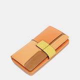 Cartera grande de piel naranja