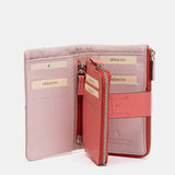Cartera grande de piel fucsia