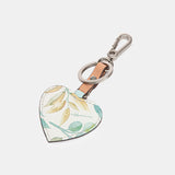 Green leather heart keychain