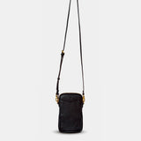 Handytasche aus schwarzem Leder.