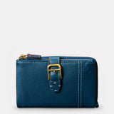 Cartera mediana de mujer en piel azul