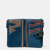 Cartera mediana de mujer en piel azul