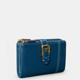 Cartera mediana de mujer en piel azul
