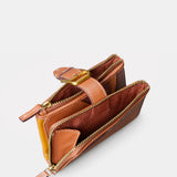 Cartera pequeña de mujer en piel cognac