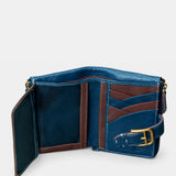 Cartera pequeña de mujer en piel azul
