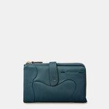 Medium women's wallet in blue leather.