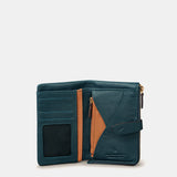 Medium women's wallet in blue leather.