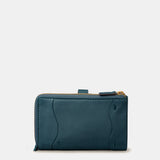 Medium women's wallet in blue leather.
