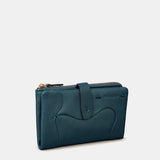 Medium women's wallet in blue leather.