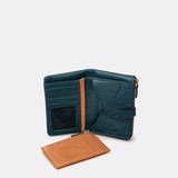 Medium women's wallet in blue leather.