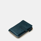 Medium women's wallet in blue leather.