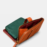 Cartera pequeña de mujer en piel cognac