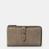 Large women's wallet in taupe leather.