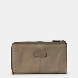 Large women's wallet in taupe leather.