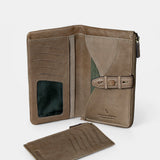 Large women's wallet in taupe leather.
