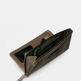 Large women's wallet in taupe leather.