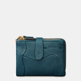 Small women's wallet in blue leather.