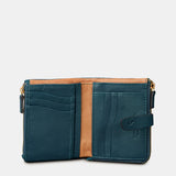 Small women's wallet in blue leather.