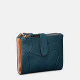 Small women's wallet in blue leather.