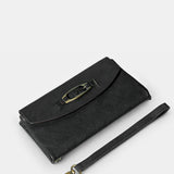 Große Damenbrieftasche aus schwarzem Leder.