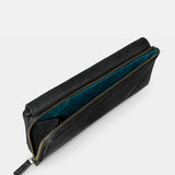 Große Damenbrieftasche aus schwarzem Leder.