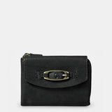 Small women's wallet made of black leather.