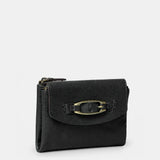 Small women's wallet made of black leather.