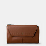 Cartera grande de mujer en piel cognac