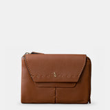Cartera mediana de mujer en piel cognac