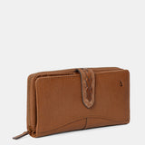 Cartera grande de mujer en piel cognac