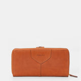 Cartera grande de mujer en piel cognac