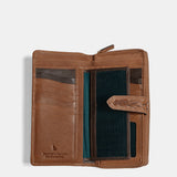 Cartera grande de mujer en piel cognac