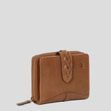 Small women's wallet in cognac leather.