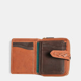 Cartera pequeña de mujer en piel cognac
