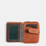 Cartera pequeña de mujer en piel cognac