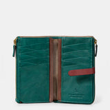 Cartera mediana de mujer en piel verde