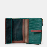 Cartera mediana de mujer en piel verde