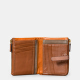 Cartera pequeña de mujer en piel cognac