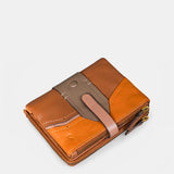 Cartera pequeña de mujer en piel cognac